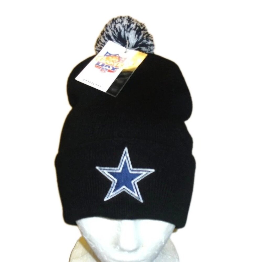 Dallas Cowboys Beanie Black Color Pom Cuffed Winter hat cap New Tags